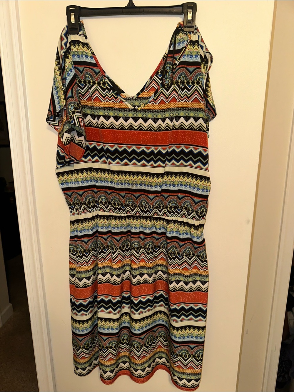 AGB Sleeveless Multicolor Aztec Stripe Dress